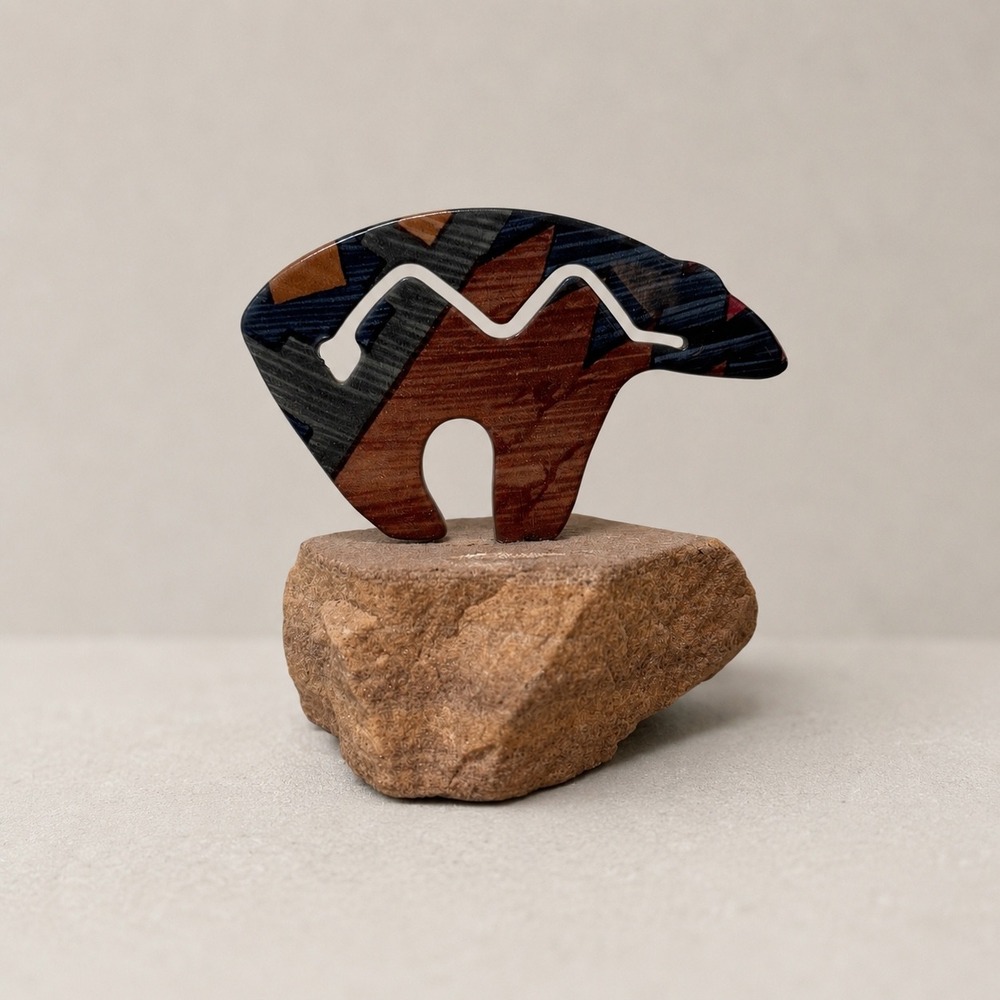 Lazart Petrolglyph‎ Metal Native-American Navajo Indian Bear Statue Sandstone
